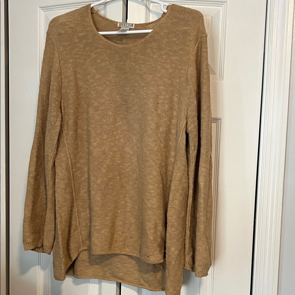 Elegant 100 % Cotton Tan Long Sleeve Top by Avalin.